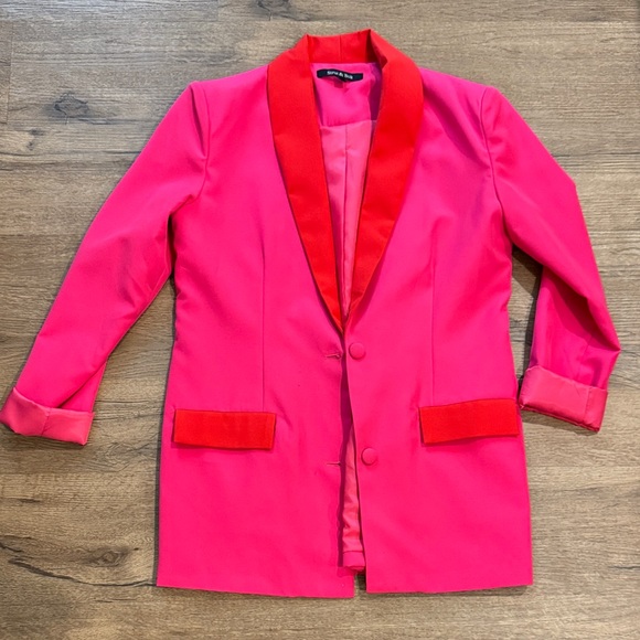 Strut & Bolt Jackets & Blazers - Strut & Bolt Pink Blazer with Red Accents